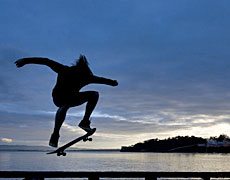 Skater Blake Holmes, 16, enjoys the last of the clearer weather at Hinemoa Park, Birkenhead. Photo / Richard Robinson Skater Blake Holmes, 16, enjoys the last of the clearer weather at Hinemoa Park, Birkenhead. Photo / Richard Robinson