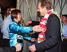 National's Melissa Lee congratulates Labour's David Shearer on winning the Mt Albert by-election. Photo / Getty Images National's Melissa Lee congratulates Labour's David Shearer on winning the Mt Albert by-election. Photo / Getty Images