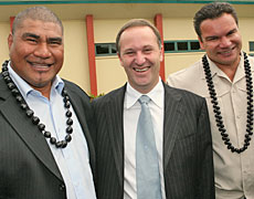 Former All Blacks Inga Tuigamala (left) and Michael Jones (right) will accompany Prime Minister John Key as part of the entourage visiting Tonga, Samoa, Nuie and the Cook Islands on a goodwill trip. Photo / Paul Estcourt Former All Blacks Inga Tuigamala (left) and Michael Jones (right) will accompany Prime Minister John Key as part of the entourage visiting Tonga, Samoa, Nuie and the Cook Islands on a goodwill trip. Photo / Paul Estcourt