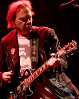 He plays like a man still thrilled with the idea of making lots of noise with electric guitars. Photo / Dean Purcell He plays like a man still thrilled with the idea of making lots of noise with electric guitars. Photo / Dean Purcell