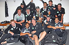 The Black Caps celebrate their series win. Photo / Getty Images The Black Caps celebrate their series win. Photo / Getty Images