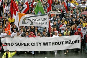 Debate over Maori seats in the Super City led to a protest march through downtown Auckland in May. Photo / The Aucklander