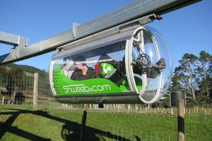 The human-powered, monorail race track is a world-first. Photo / Supplied
