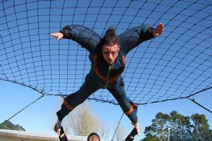 Simulated skydiving above a giant fan. Photo / Supplied