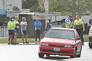 The Tamaki Dr area where four cyclists were injured by a car. Photo / Herald on Sunday The Tamaki Dr area where four cyclists were injured by a car. Photo / Herald on Sunday