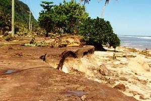 The eroded coastline after tsunami. Photo / Cherelle Jackson