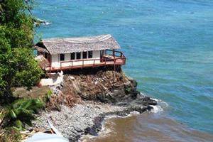 One of the few structures left standing after the tsunami hit Seabreeze. Photo / Cherelle Jackson