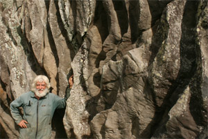 The Wairere Boulders are situated on the property of Swiss couple Felix Schaad (pictured) and his wife Rita, who keeps a bed for stunned geologists who can't believe they've found fluted basalt. Photo / Jim Eagles