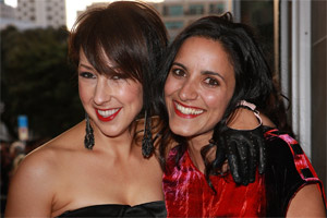 Jaquie Brown and Madeleine Sami work the red carpet. Photo / Norrie Montgomery