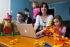 Bridget Whitteker, with children Noah (left), Ben, Ruby and Gabrielle, began blogging as a means to communicate with close friends. Photo / Simon Baker