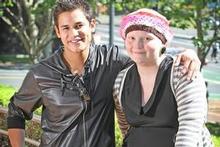 Taylor Harris (R) meets actor Bronson Pelletier in Auckland yesterday. Photo / Greg Bowker Taylor Harris (R) meets actor Bronson Pelletier in Auckland yesterday. Photo / Greg Bowker