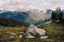 Hikers are surrounded by white-tipped mountains and deep green river valleys during an eight-hour excursion in the Bugaboos. Photo / Janna Dixon Hikers are surrounded by white-tipped mountains and deep green river valleys during an eight-hour excursion in the Bugaboos. Photo / Janna Dixon