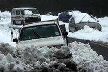 Cars stranded after heavy snow last weekend. Photo / Paul Taylor Cars stranded after heavy snow last weekend. Photo / Paul Taylor
