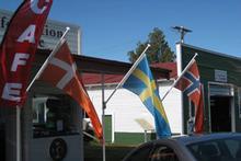 Scandinavian flags flying in Norsewood. Photo / Jill Worrall Scandinavian flags flying in Norsewood. Photo / Jill Worrall