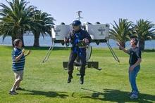The Martin Jetpack got its first public demonstration in New Zealand last month at Waitangi. Photo / Supplied The Martin Jetpack got its first public demonstration in New Zealand last month at Waitangi. Photo / Supplied