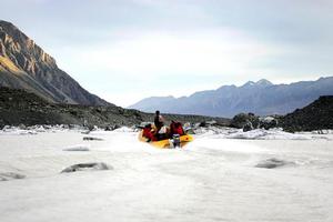 Fifty years ago, the Terminal Lake at the end of the Tasman Glacier had only just appeared. Photo / Sarah Ivey