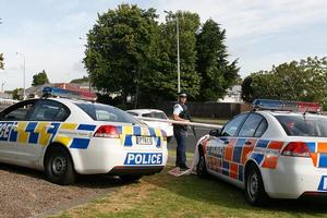 A police cordon is set up around the shooting area. Photo / Greg Bowker