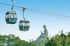 Cable cars pass the famous giant Buddha statue. Photo / Kerri Jackson Cable cars pass the famous giant Buddha statue. Photo / Kerri Jackson