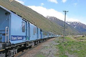 The TranzAlpine crossing the Southern Alps. Photo / Jim Eagles