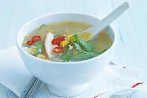 Chicken, ginger and corn soup. Photo / Supplied