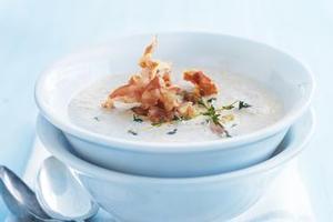Creamy mushroom and pancetta soup. Photo / Supplied