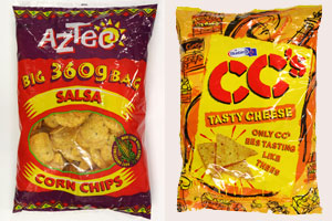CC's and Aztec corn chips have been replaced on NZ supermarket shelves by a locally made version of the American brand Doritos. Photos / NZ Herald