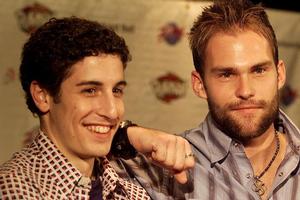 Jason Biggs and Seann William Scott on the American Pie promo circuit. Photo / Getty Images
