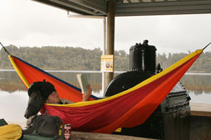 Sleeping out at Lake Mahinapua. Photo / Jim Eagles