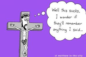 The Easter billboard is intended to make people think about what Jesus said and did, St Matthew's vicar says.