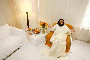 Sri Sri (Rev) Ravi Shankar's Auckland hotel room was covered in white sheets. Photo / Steven McNicholl