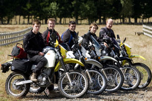 The 51st Traverse motorbike team: (L-R) Rob Gray, Rob Climo, Misha Kravcenko,Tom Anselmi and Mike Jacobson. Photo / Richard Robinson