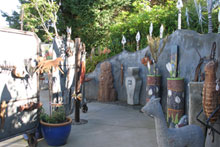 Judi Brennan's mosaic works feature alongside other quirky and eye-catching sculptures. Photo / Susan Buckland Judi Brennan's mosaic works feature alongside other quirky and eye-catching sculptures. Photo / Susan Buckland