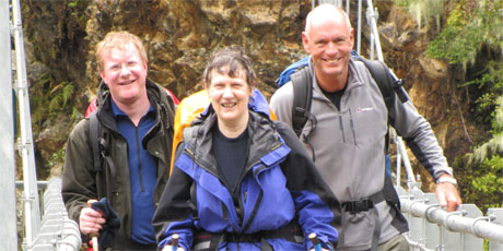 Helen Clark with MPs Darren Hughes (left) and Chris Carter. Photo / Otago Daily Times