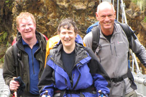 Helen Clark with MPs Darren Hughes (left) and Chris Carter. Photo / Otago Daily Times