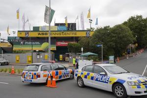 Police investigate a suspect package found during the ASB Classic Women's Tennis Tournament in Auckland today. Photo / NZPA