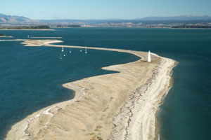 Boulder Bank is a thin, 13km arc of grey stones. Photo / Supplied