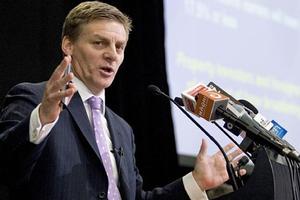 Bill English at the Budget lock-up today. Photo / Mark Mitchell