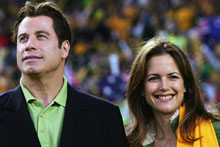 John Travolta and his wife Kelly Preston are reportedly expecting twins. Photo / Getty Images John Travolta and his wife Kelly Preston are reportedly expecting twins. Photo / Getty Images