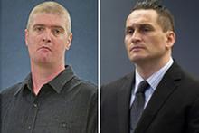 John Skinner and Iain Clegg have denied murdering Sergeant Don Wilkinson. Photos / NZPA John Skinner and Iain Clegg have denied murdering Sergeant Don Wilkinson. Photos / NZPA