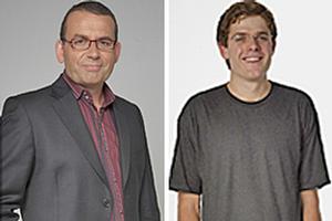Breakfast's Paul Henry, left, was duped by comedian Guy Williams. Photos / Supplied