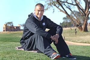 Winston Reid relaxes at the All Whites' base, the Serengeti Golf and Wildlife Resort, the morning after scoring his history-making World Cup goal. Photo / Brett Phibbs