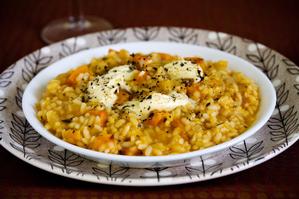 Roasted pumpkin risotto, with mascarpone and rosemary. Photo / Babiche Martens