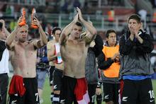 The All Whites acknowledge the crowd after their game against Paraguay. Photo / Brett Phibbs The All Whites acknowledge the crowd after their game against Paraguay. Photo / Brett Phibbs
