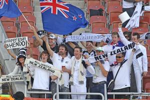 All Whites fans at the World Cup match against Paraguay in Polokwane. Photo / Brett Phibbs