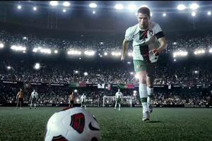 Golden boy Cristiano Ronaldo prepares to take a free kick in the Nike Football Write The Future advertisement for the FIFA World Cup 2010. Photo / Supplied