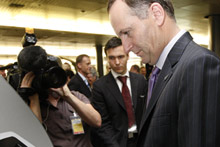 Prime Minister John Key used his ePassport reader at the launch of SmartGate. Photo / Sarah Ivey Prime Minister John Key used his ePassport reader at the launch of SmartGate. Photo / Sarah Ivey