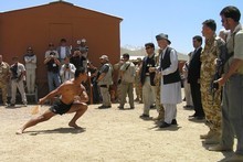 Hamid Karzai visiting the NZ Provincial Reconstruction Team in Bamyam. File photo /NZDF Hamid Karzai visiting the NZ Provincial Reconstruction Team in Bamyam. File photo /NZDF