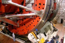 The giant elevation track at Arizona's impressive Large Binocular Telescope. Photo / Wikimedia Commons The giant elevation track at Arizona's impressive Large Binocular Telescope. Photo / Wikimedia Commons