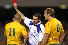 Wallaby Drew Mitchell saw red last weekend against the All Blacks, the 6th card shown in the Tri Nations this year. Photo / Getty Images Wallaby Drew Mitchell saw red last weekend against the All Blacks, the 6th card shown in the Tri Nations this year. Photo / Getty Images