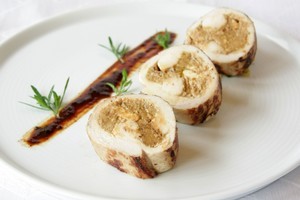 Date, lemon, feta & pinenut-stuffed chicken. Photo / Ian Jones